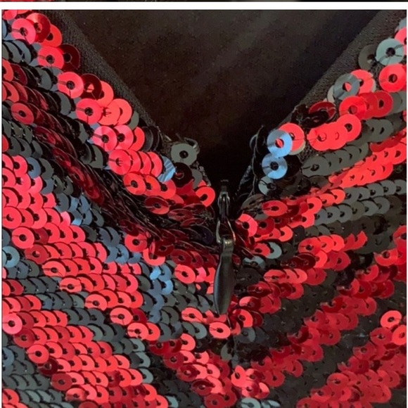 Guess Red/Black Zebra Sequin Cap Sleeve Mini Dress NWT Sz 2 - Picture 9 of 11